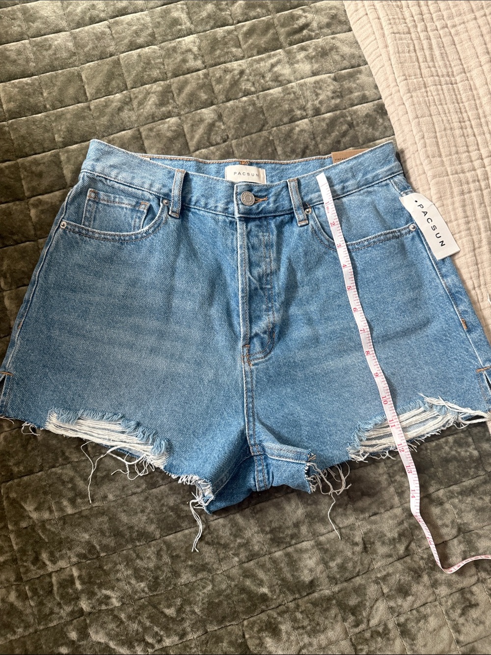 PacSun Light size 28 Blue High-Rise Distressed Jean Shorts